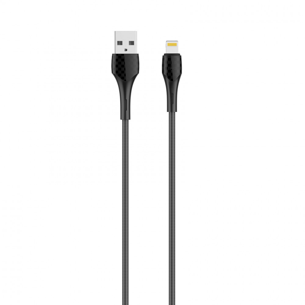 Кабель LDNIO LS521 USB Lightning (1 м) с подсветкой, серый  