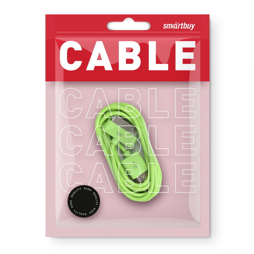 Дата - кабель Smartbuy USB - 30-pin Apple (1.2 м) зеленый