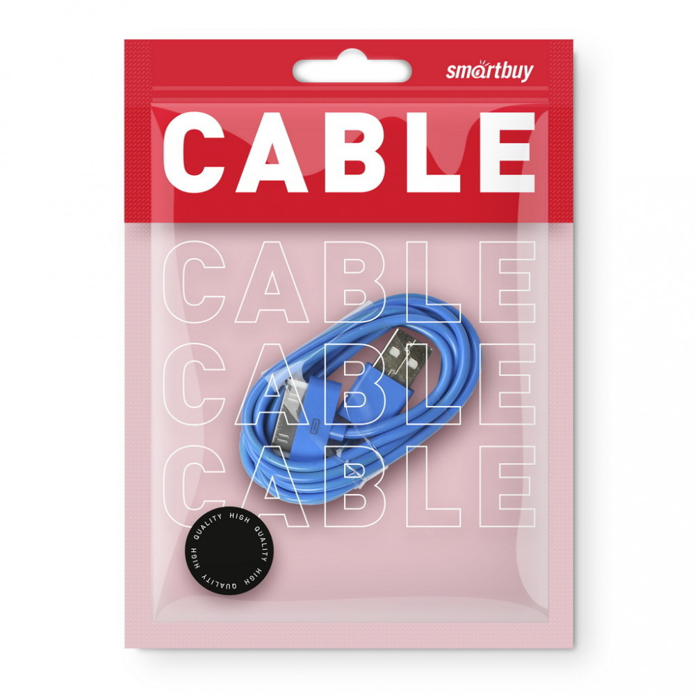 Дата - кабель Smartbuy USB - 30-pin Apple (1.2 м) голубой