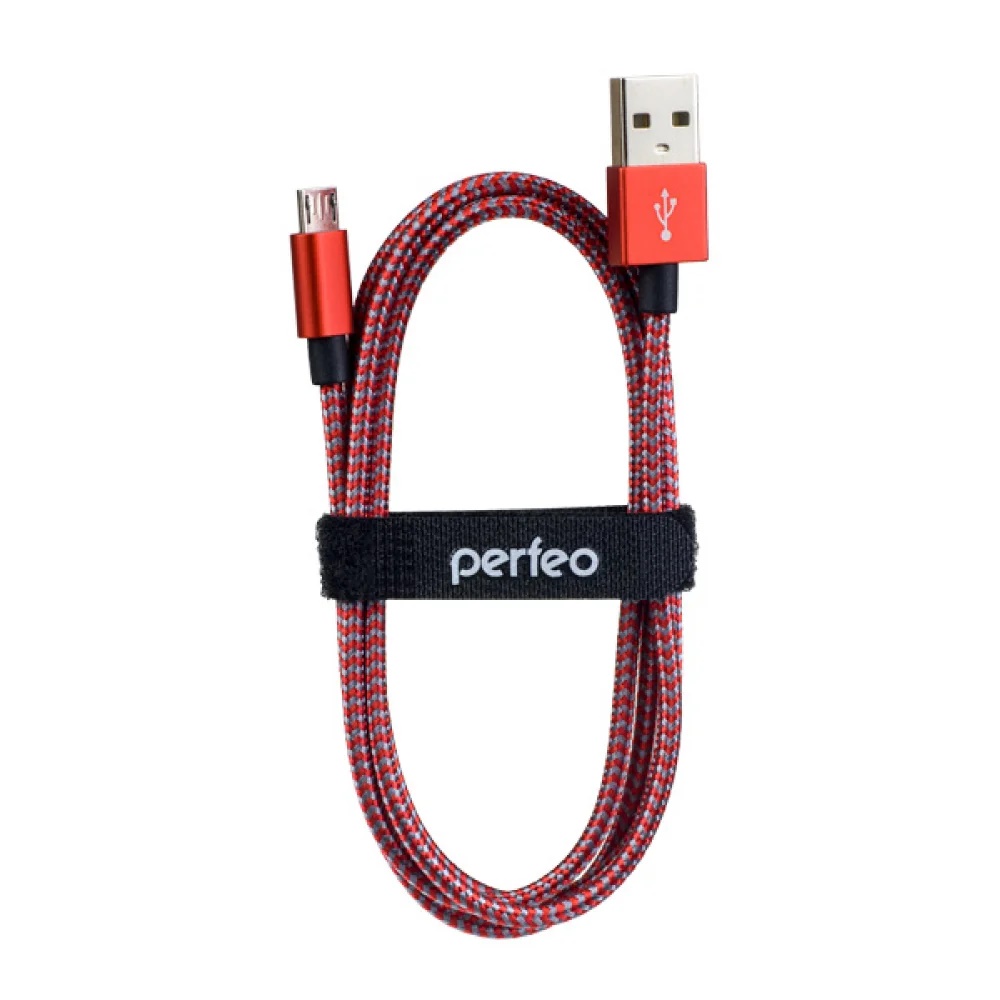 Кабель Perfeo U4803 USB 2.0 A вилка - Micro USB вилка (1 м) красно-белый 