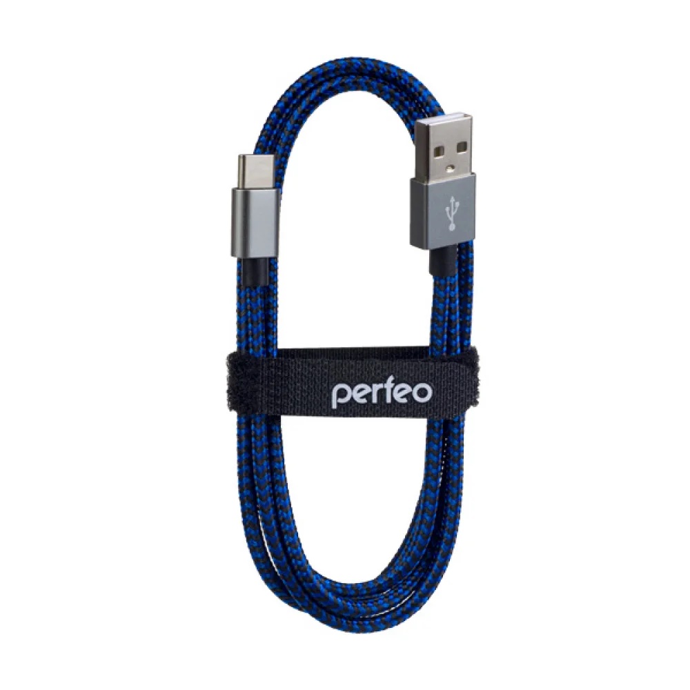 Кабель Perfeo U4903 USB 2.0 A вилка - Type-C вилка (1 м) черно-синий 