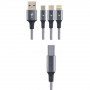 Кабель Perfeo U5001 USB 2.0 A вилка - Micro USB + Type-C + Lightning вилка (1.2 м) 
