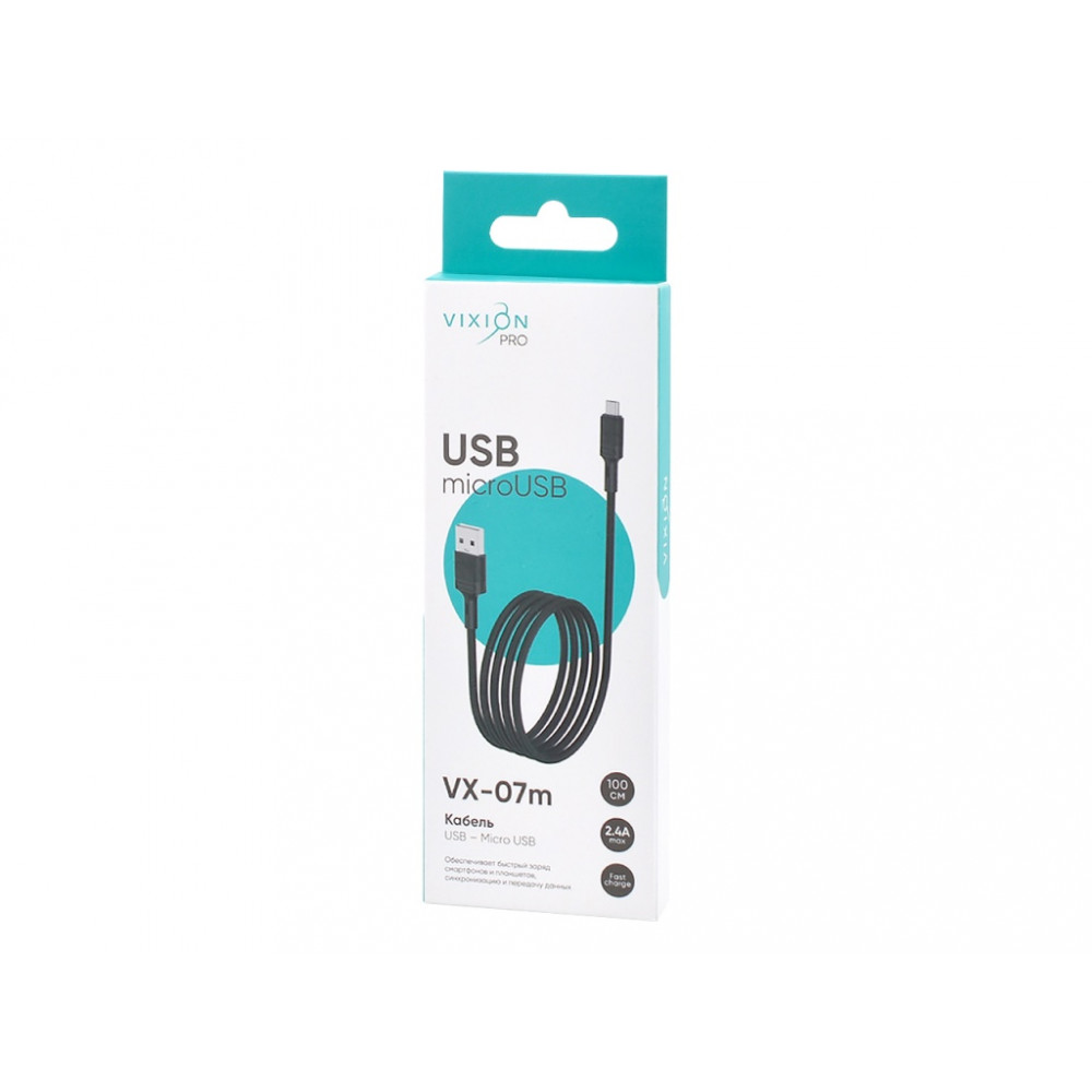 Кабель Vixion Pro VX-07m Micro-USB (1 м), черный