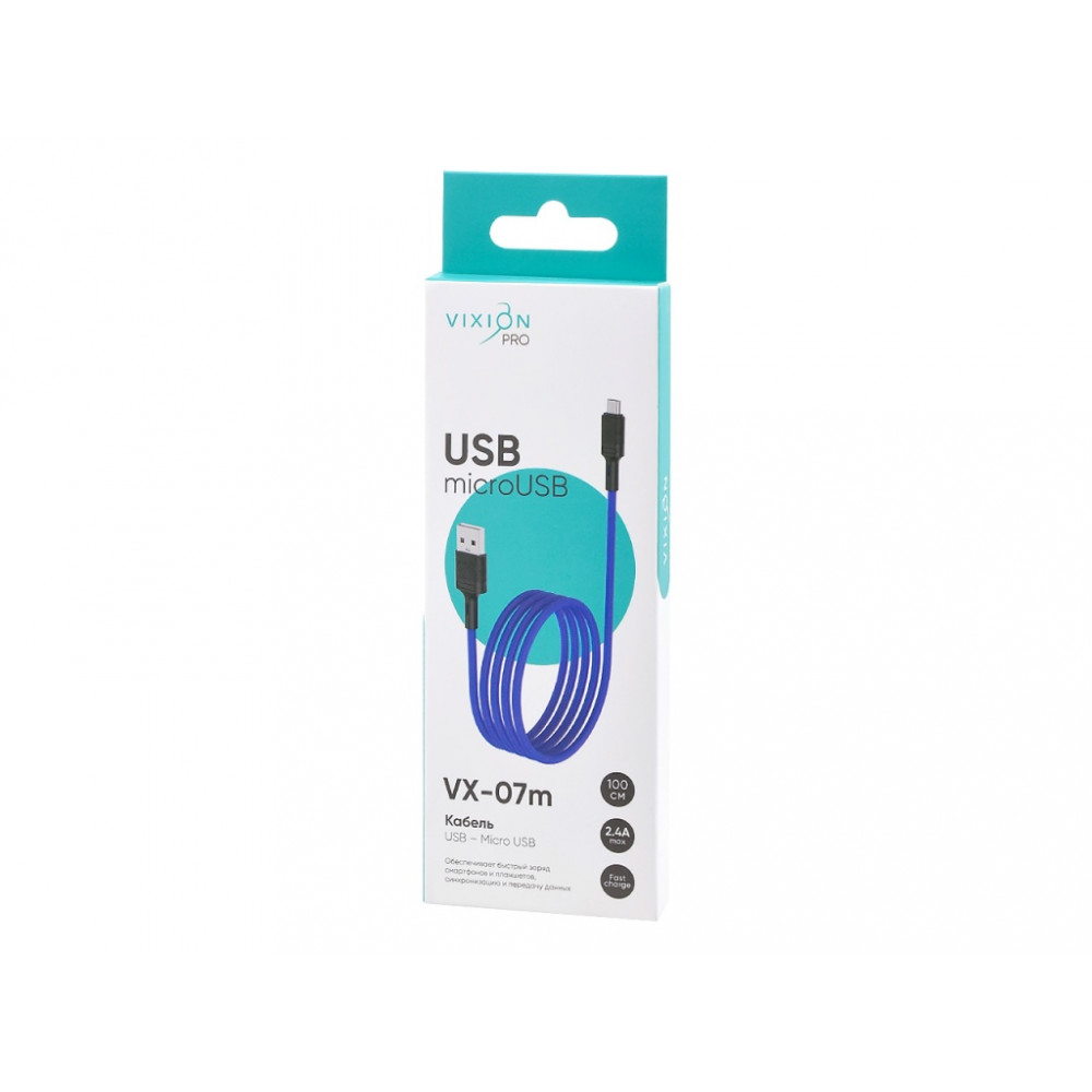 Кабель Vixion Pro VX-07m Micro-USB (1 м), синий
