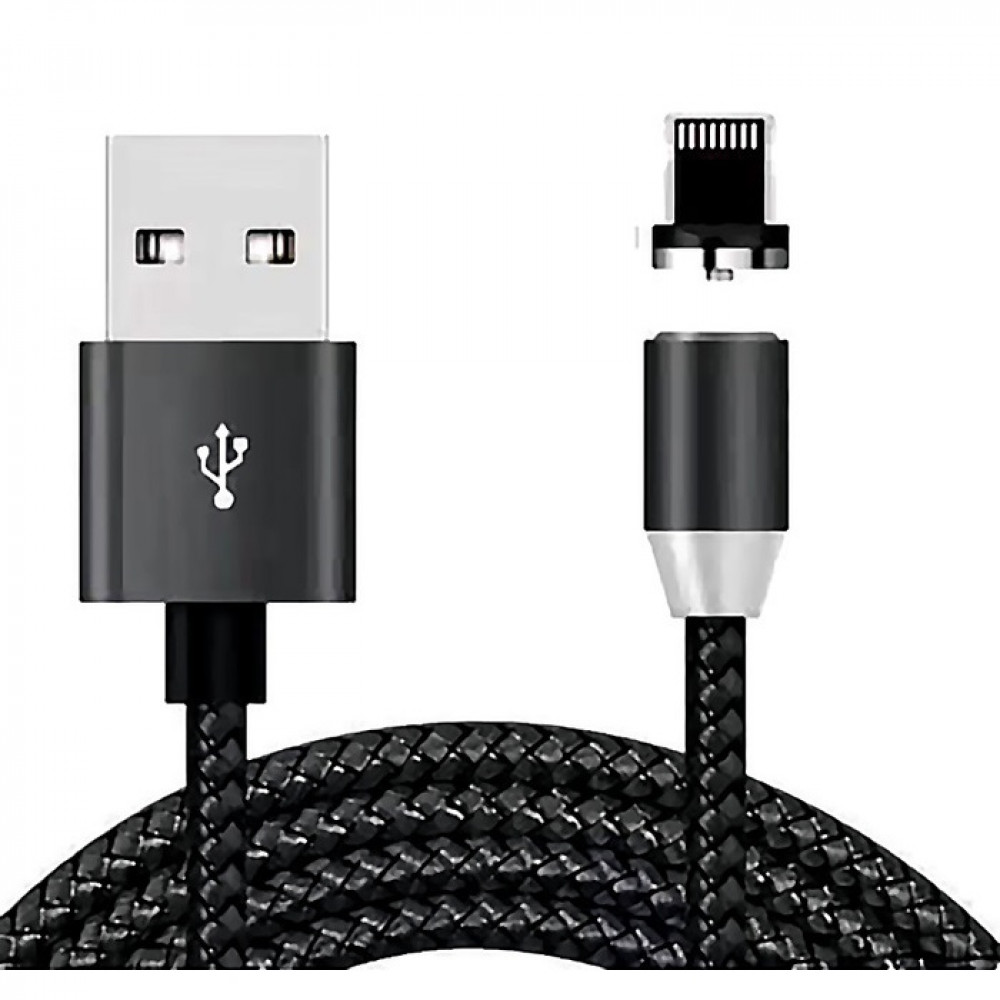 Кабель магнитный Zibelino DC Magnetic с подсветкой (тканевая оплетка) USB-USB Lightning (Black)