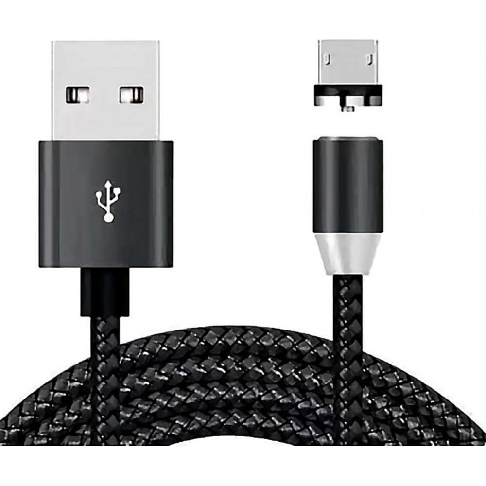 Кабель магнитный Zibelino DC Magnetic с подсветкой (тканевая оплетка) USB-microUSB (Black)