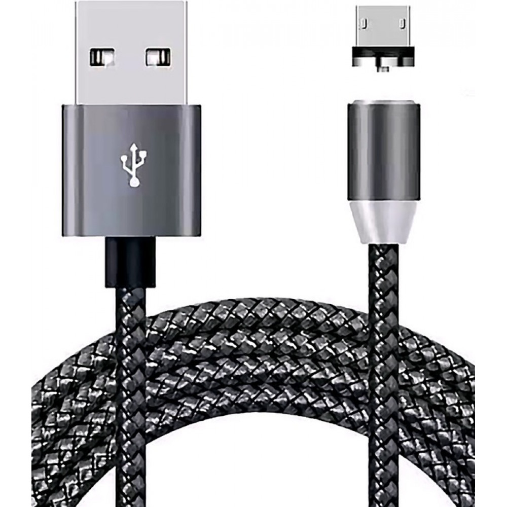 Кабель магнитный Zibelino DC Magnetic с подсветкой (тканевая оплетка) USB-microUSB (Carbon)