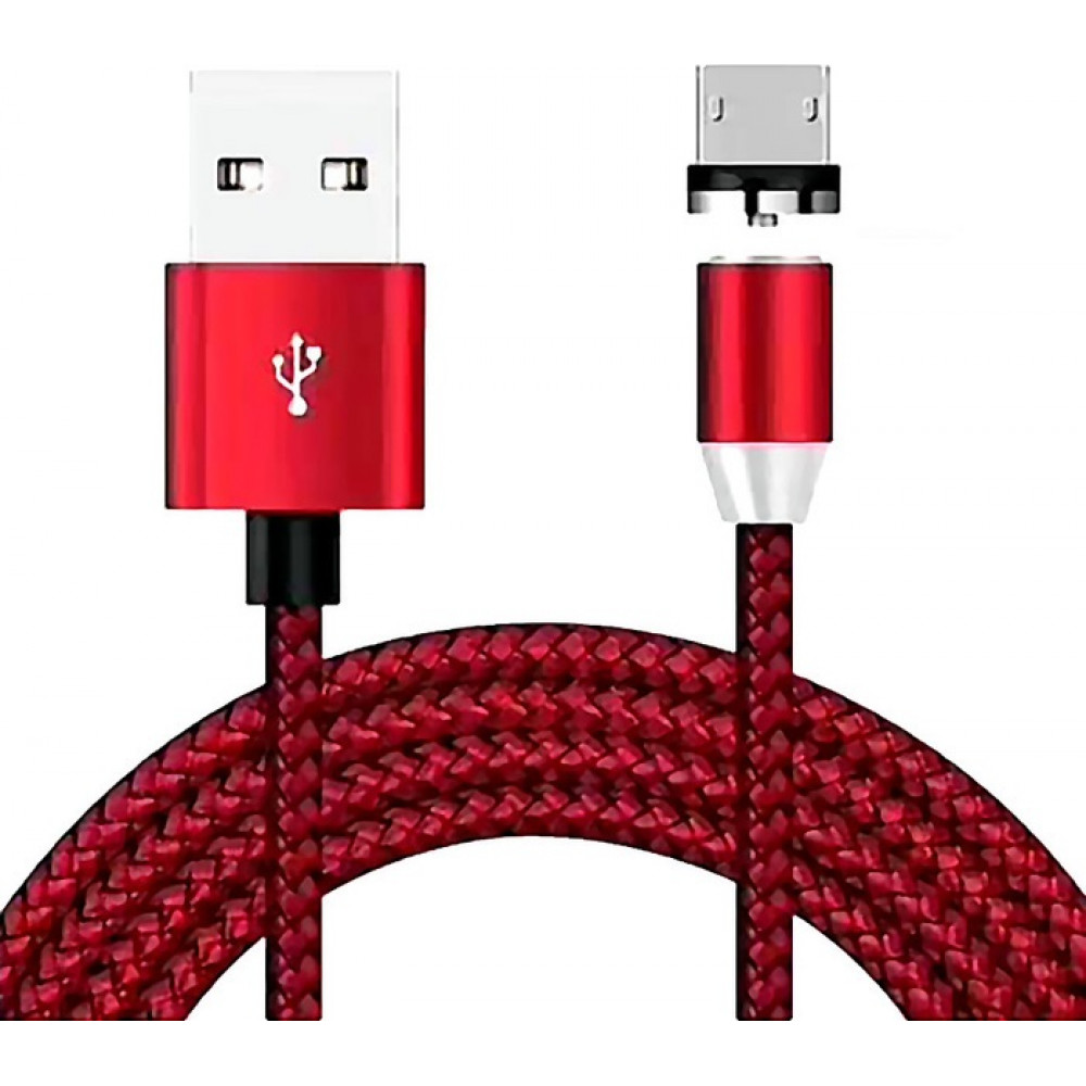 Кабель магнитный Zibelino DC Magnetic с подсветкой (тканевая оплетка) USB-microUSB (Red)