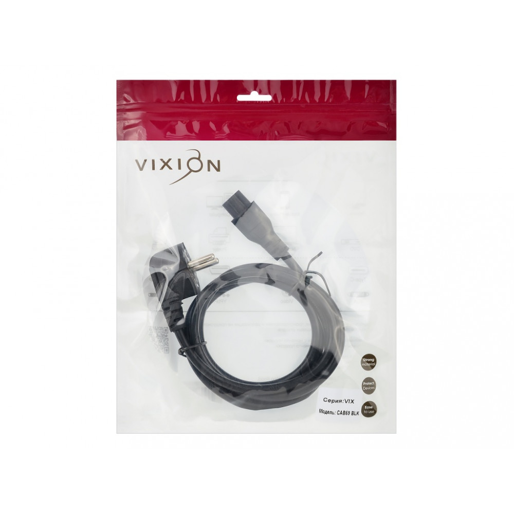 Кабель сетевой Vixion CAB59 EURO pin (m) - 3 pim (m) (1.5 м) черный 