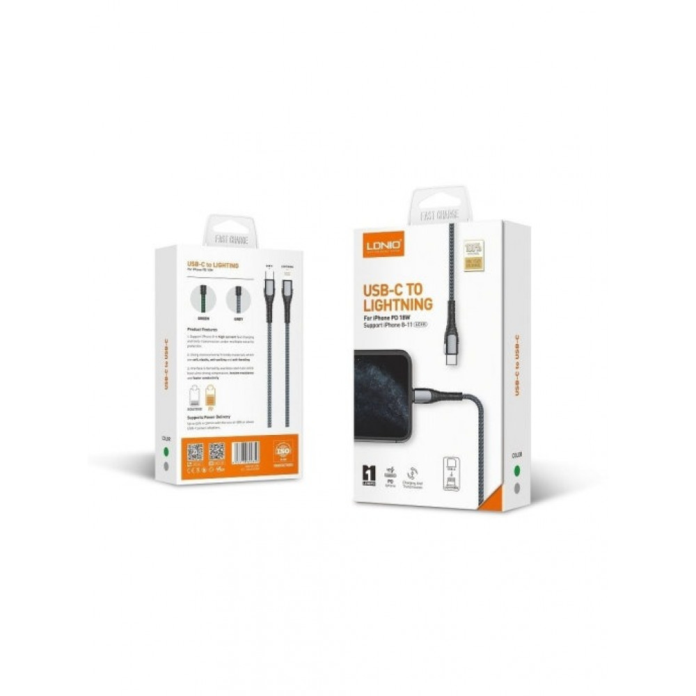 Кабель LDNIO LS111 USB Type-C - Lightning (1 м), серый