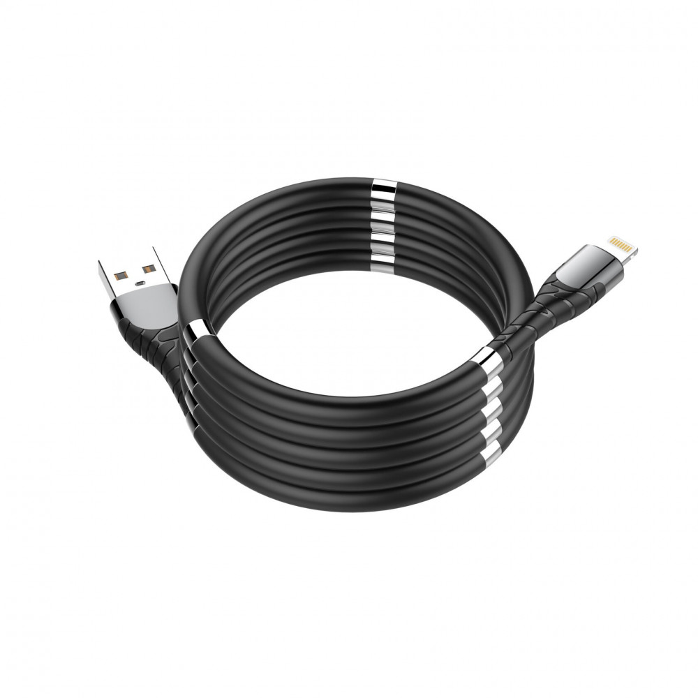 Кабель LDNIO LS511 USB Lightning (1 м) Магнитная оплетка, черный