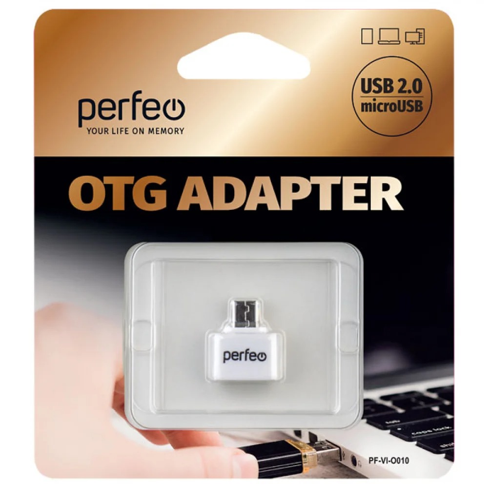 Адаптер Perfeo PF-VI-O010 micro USB - USB с OTG белый 