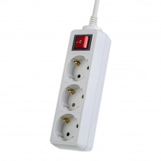 Удлинитель 3 гнезда Perfeo Powermate (1.8 м) с выключателем и заземлением, белый