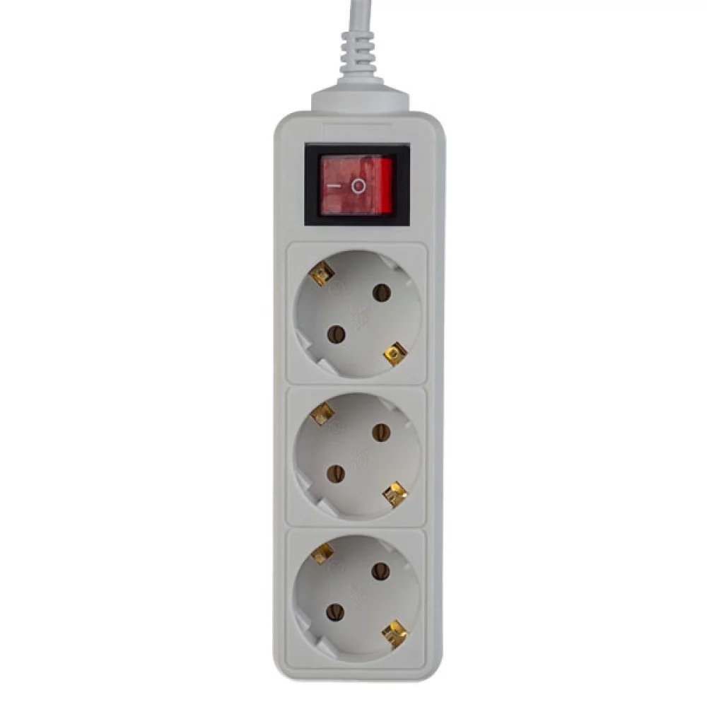 Удлинитель 3 гнезда Perfeo Powermate (3 м) с выключателем и заземлением, белый