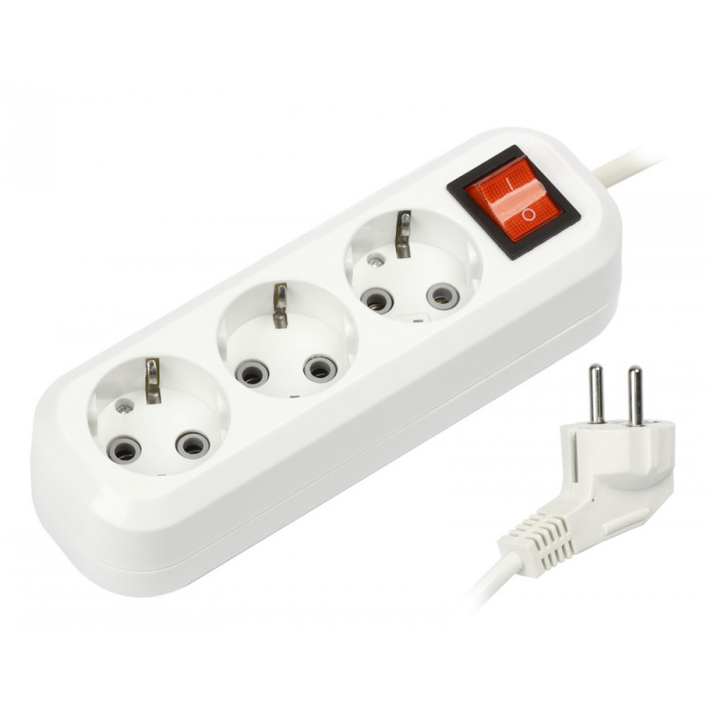 Удлинитель 3 гнезда Smartbuy SBE-16-3-03-ZS (3 м) с выключателем и заземлением