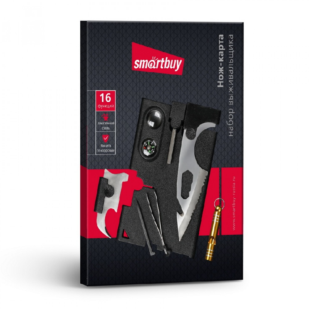 Нож-карточка - набор мультифункциональный Smartbuy Tools (16 функций)