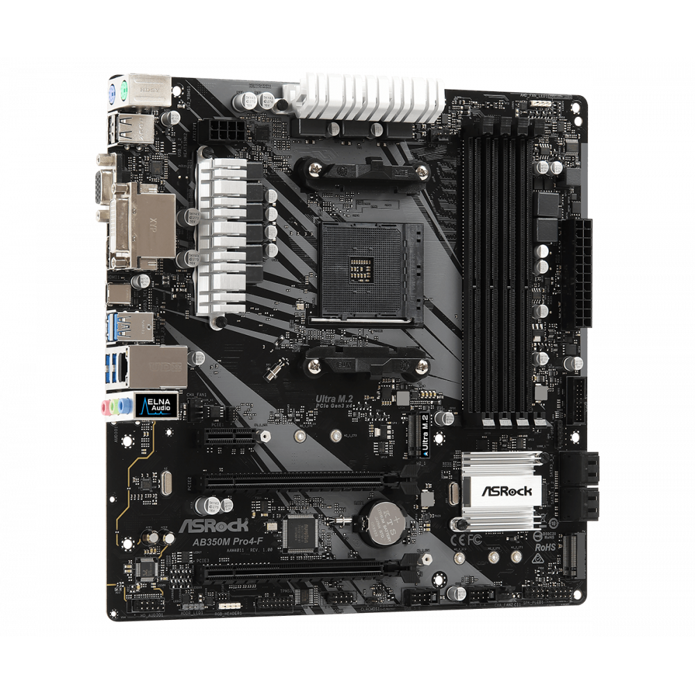 Материнская плата Asrock AB350M PRO4-F AM4 BOX