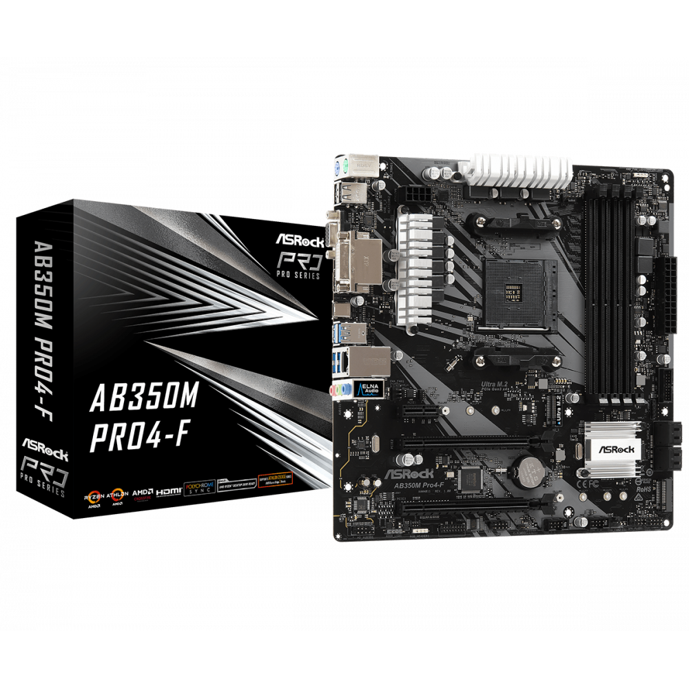 Материнская плата Asrock AB350M PRO4-F AM4 BOX