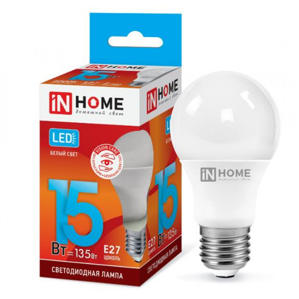 Лампа светодиодная LED-A60-VC 15Вт 230В Е27 4000К 1430Лм IN HOME